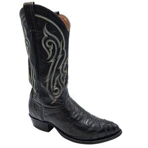Vintage Tony Lama Mens 9D Black Exotic Ostrich Wingtip Cowboy Western Boots CBC